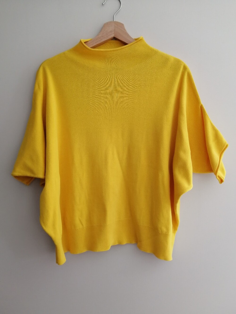 COS 100% Cotton Yellow Knit Sweater Short Dolman Sleeves Medium
